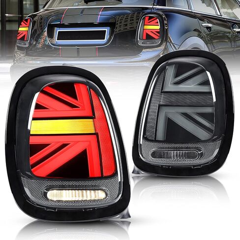مصابيح خلفية LED من VLAND متوافقة مع BMW Mini Cooper F55 F56 F57 2014-2021، مجموعة المصابيح الخلفية Union Jack مع إشارة الانعطاف الخلفية، أزواج جانبية L+R (عدسة دخان بإطار ملون) in Kuwait