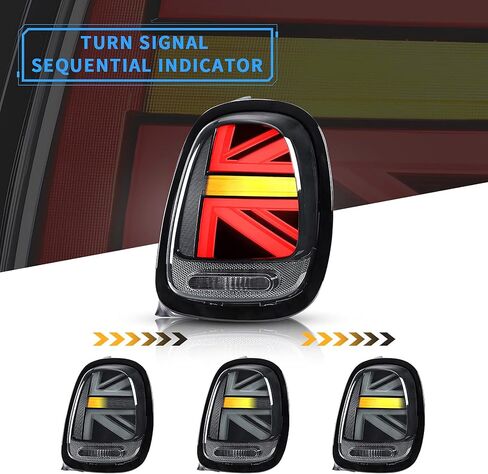 مصابيح خلفية LED من VLAND متوافقة مع BMW Mini Cooper F55 F56 F57 2014-2021، مجموعة المصابيح الخلفية Union Jack مع إشارة الانعطاف الخلفية، أزواج جانبية L+R (عدسة دخان بإطار ملون) in Kuwait