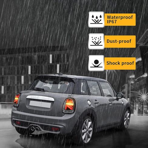 مصابيح خلفية LED من VLAND متوافقة مع BMW Mini Cooper F55 F56 F57 2014-2021، مجموعة المصابيح الخلفية Union Jack مع إشارة الانعطاف الخلفية، أزواج جانبية L+R (عدسة دخان بإطار ملون) in Kuwait