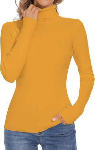Turtleneck Sweaters for Women Ribbed Sweater Jumpers Knit Tops in Saudi Arabia