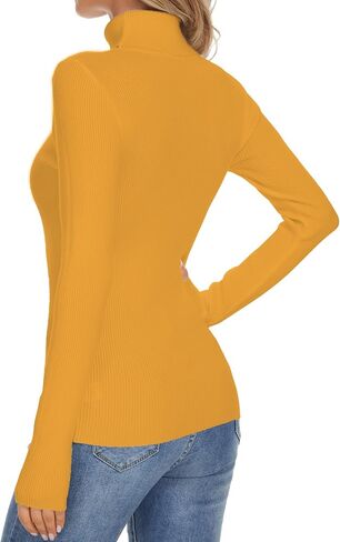 Turtleneck Sweaters for Women Ribbed Sweater Jumpers Knit Tops in Saudi Arabia