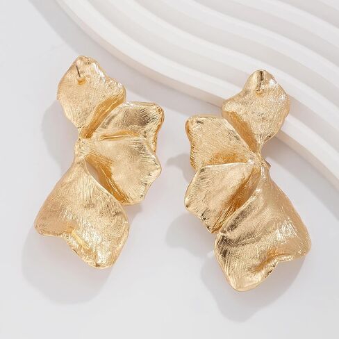 أقراط ذهبية على شكل زهرة للنساء أقراط متدلية كبيرة على شكل زهرة بوهو أقراط بتلات الزهور أقراط متدلية على شكل زهرة مبالغ فيها هدايا مجوهرات خفيفة الوزن in Kuwait