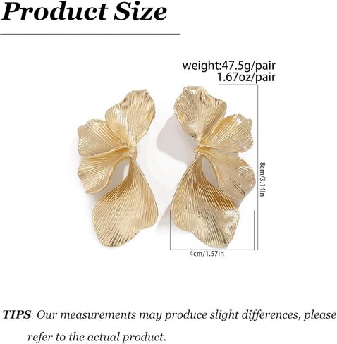 أقراط ذهبية على شكل زهرة للنساء أقراط متدلية كبيرة على شكل زهرة بوهو أقراط بتلات الزهور أقراط متدلية على شكل زهرة مبالغ فيها هدايا مجوهرات خفيفة الوزن in Kuwait