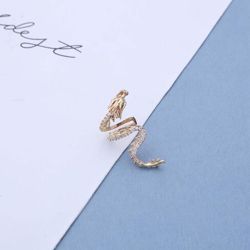 Gothic Dragon Ear Cuff Earrings Gold Dragon Cuff Wrap Earrings Crystal Dragon Earring Dragon Crawler Cuff Earrings Cz Dragon Cartilage Cuff Earrings Jewelry For Women(Gold Left) in Kuwait