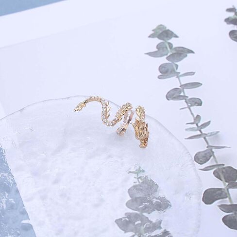 Gothic Dragon Ear Cuff Earrings Gold Dragon Cuff Wrap Earrings Crystal Dragon Earring Dragon Crawler Cuff Earrings Cz Dragon Cartilage Cuff Earrings Jewelry For Women(Gold Left) in Kuwait