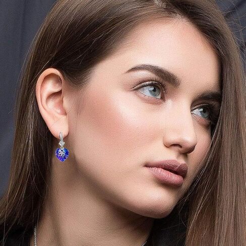 Austrian Crystal Hollow Heart Drop Dangle Earrings for Women Fashion 14K Gold Plated Hypoallergenic Jewelry in Kuwait