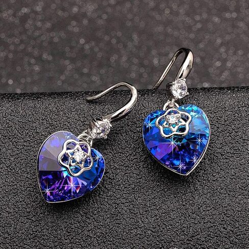 Austrian Crystal Hollow Heart Drop Dangle Earrings for Women Fashion 14K Gold Plated Hypoallergenic Jewelry in Kuwait