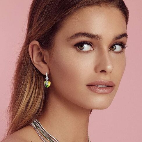Austrian Crystal Hollow Heart Drop Dangle Earrings for Women Fashion 14K Gold Plated Hypoallergenic Jewelry in Kuwait