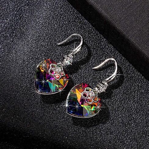 Austrian Crystal Hollow Heart Drop Dangle Earrings for Women Fashion 14K Gold Plated Hypoallergenic Jewelry in Kuwait