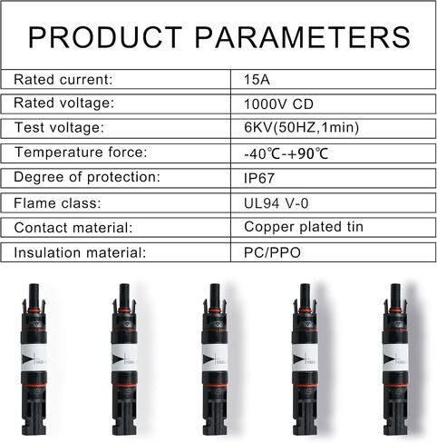 5 PCS Solar PV Connector, Solar Fuses Holder Inline IP67 Waterproof Solar Fuse Connector Solar Male to Female Anti-Reverse Diode Photovoltaic Connector for Solar Panel and Solar Controller (15A) in Kuwait
