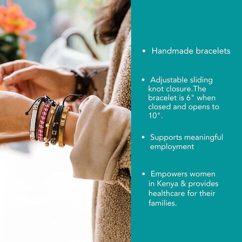 Ubuntu Life Skinny Love Beaded Leather Bracelet – Handmade Glass Bead Bracelet with Slide Closure and Genuine Leather, Stackable Bohemian Bracelets for Women and Men in Saudi Arabia