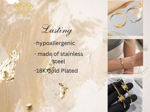 Bangle stainless steel 18K Gold plated for Women. Jewelry Set, trendy accessories women's waterproof bracelet in gift box. Cuff luxury bracelets are trendy gifts for the holiday in Saudi Arabia