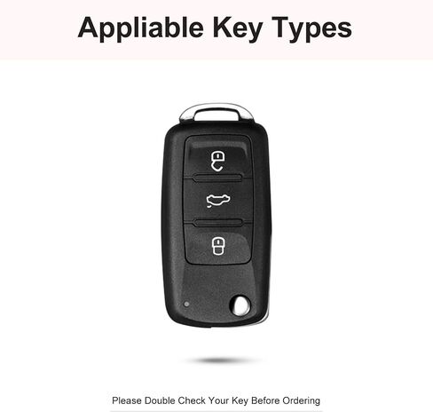 Compatible with VW Volkswagen Key Fob Cover with Keychain Genuine Leather Crystal Key Case Protector for VW Jetta Golf Polo MK6 Passat Tiguan Beetle Smart Key (Pink) in Saudi Arabia