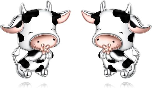 أقراط بطبعة بقرة للنساء من الفضة الإسترليني عيار 925 هدية مجوهرات in Kuwait