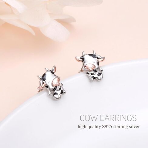 أقراط بطبعة بقرة للنساء من الفضة الإسترليني عيار 925 هدية مجوهرات in Kuwait