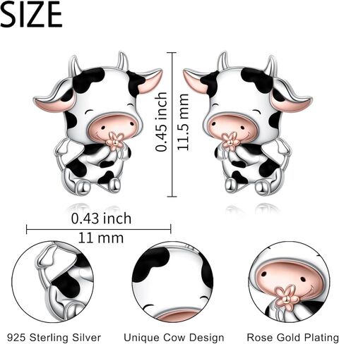 أقراط بطبعة بقرة للنساء من الفضة الإسترليني عيار 925 هدية مجوهرات in Kuwait