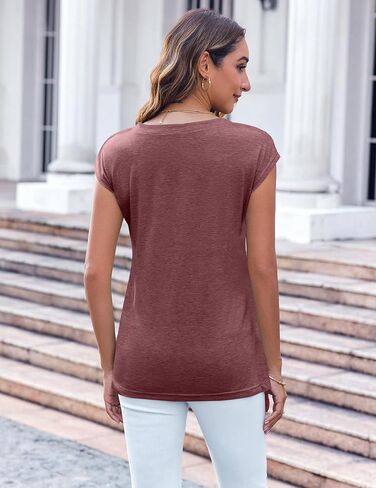Zeagoo Womens 3 Pack Cap Sleeve T Shirts V Neck Basic Tees Tops with Pocket Fashion Trendy Casual Summer Outfits Clothes 2025 in Saudi Arabia