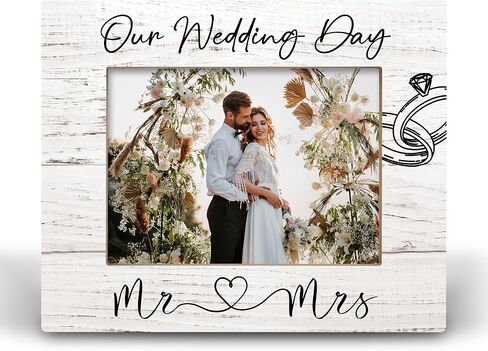Mr and Mrs Wedding Gifts 8x10 Picture Frames, Wedding Gifts for Newlyweds Engagement Gifts for Couples Wood Photo Frame, Newly Married Couple Gift Engaged Gifts for Wall and Tabletop Display in Saudi Arabia
