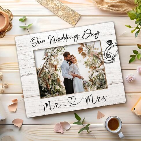 Mr and Mrs Wedding Gifts 8x10 Picture Frames, Wedding Gifts for Newlyweds Engagement Gifts for Couples Wood Photo Frame, Newly Married Couple Gift Engaged Gifts for Wall and Tabletop Display in Saudi Arabia