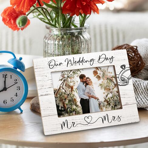 Mr and Mrs Wedding Gifts 8x10 Picture Frames, Wedding Gifts for Newlyweds Engagement Gifts for Couples Wood Photo Frame, Newly Married Couple Gift Engaged Gifts for Wall and Tabletop Display in Saudi Arabia