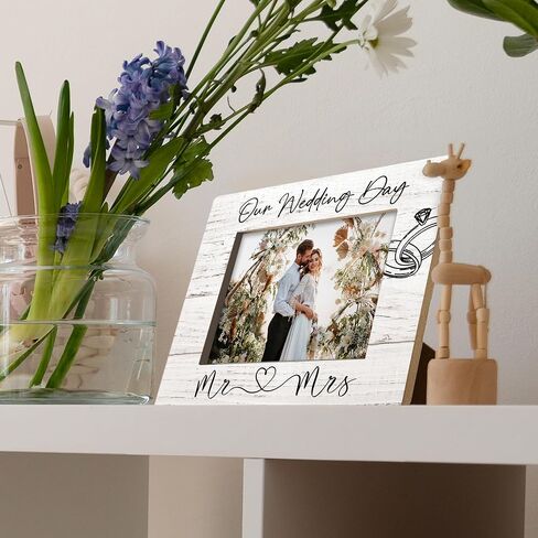 Mr and Mrs Wedding Gifts 8x10 Picture Frames, Wedding Gifts for Newlyweds Engagement Gifts for Couples Wood Photo Frame, Newly Married Couple Gift Engaged Gifts for Wall and Tabletop Display in Saudi Arabia