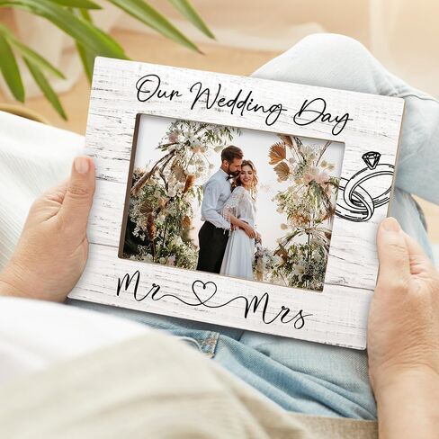 Mr and Mrs Wedding Gifts 8x10 Picture Frames, Wedding Gifts for Newlyweds Engagement Gifts for Couples Wood Photo Frame, Newly Married Couple Gift Engaged Gifts for Wall and Tabletop Display in Saudi Arabia
