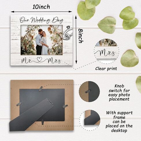 Mr and Mrs Wedding Gifts 8x10 Picture Frames, Wedding Gifts for Newlyweds Engagement Gifts for Couples Wood Photo Frame, Newly Married Couple Gift Engaged Gifts for Wall and Tabletop Display in Saudi Arabia