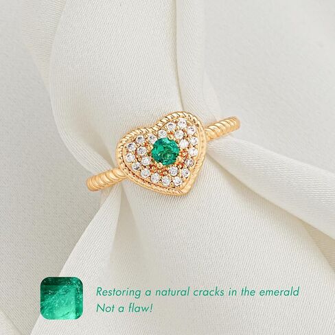 Valloey Rover Remerald Rings for women 14K Gold Plated Dainty Fake Emerald Cut Rings for Women Cubic Zirconia Fake Engagement Rings Cute Green Ring for Women Gold Jewelry Trendy Size 6-8 in Saudi Arabia