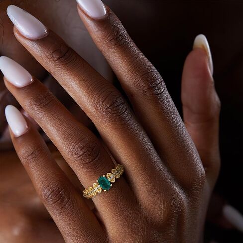 حلقات Valloey Rover Remerald للنساء مطلية بالذهب عيار 14 قيراط خواتم قطع الزمرد الأنيقة للنساء مكعب زركونيا خواتم خطوبة وهمية خاتم أخضر لطيف للنساء مجوهرات ذهبية مقاس عصري 6-8 in Kuwait