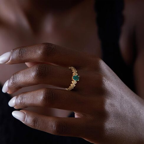 حلقات Valloey Rover Remerald للنساء مطلية بالذهب عيار 14 قيراط خواتم قطع الزمرد الأنيقة للنساء مكعب زركونيا خواتم خطوبة وهمية خاتم أخضر لطيف للنساء مجوهرات ذهبية مقاس عصري 6-8 in Kuwait
