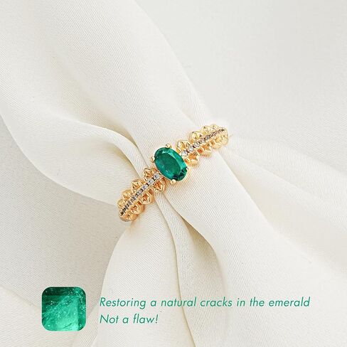 حلقات Valloey Rover Remerald للنساء مطلية بالذهب عيار 14 قيراط خواتم قطع الزمرد الأنيقة للنساء مكعب زركونيا خواتم خطوبة وهمية خاتم أخضر لطيف للنساء مجوهرات ذهبية مقاس عصري 6-8 in Kuwait