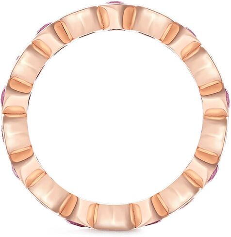 Daffany Sterling Silver Cubic Zirconia Eternity Band for Women Pink Heart Bezel 18K Rose Gold Plated | 2.0mm Stackable Eternity Bands for Women, Size 5-9 in Saudi Arabia