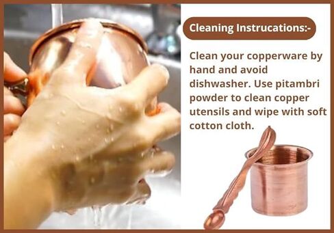 Panch Patra Pooja Lota with Spoon Copper charnamrit Set, Achmani, Handmade Pure Copper for Pooja Purpose at Home, Office, Temple and in All holy Festivals. in Kuwait