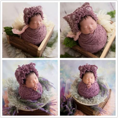 Vemonllas Newborn Baby Photography Props Outfits Photoshoot Photos Hat Long Ripple Wrap Set for Boys Girls Photography in Saudi Arabia