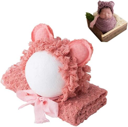 Vemonllas Newborn Baby Photography Props Outfits Photoshoot Photos Hat Long Ripple Wrap Set for Boys Girls Photography in Saudi Arabia