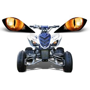 AMR Racing ATV Headlight Eye Graphics Decal Cover Compatible with Yamaha Raptor 700/250/350 - Eclipse Orange