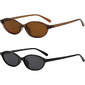 Retro Oval Sunglasses for Women Trendy Y2K Glasses Designer Narrow Shades Small Face 90s in Saudi Arabia