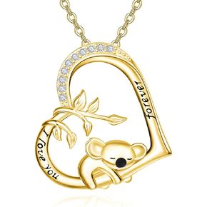 Dreamboat Koala Heart Necklace for Women 925 Sterling Silver I Love You Forever Pendant Necklaces Cute Koalas Jewelry Christmas Birthday Gifts for Koala Lovers