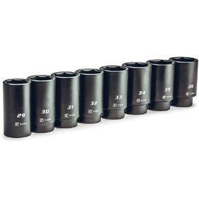 Capri Tools 1/2 in. Drive Jumbo Deep Impact Socket Set, 29 to 36 mm, Metric, 8-Piece
