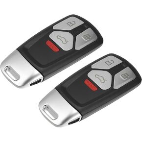 X AUTOHAUX 2pcs 4 Button Replacement Smart Key Fob Case Keyless Entry Remote Key Shell Case for Audi A4 A5 Q7 TT Quattro 2017-2019 with Blade No Chip