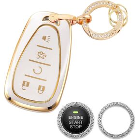 for Chevy Key Fob Cover Compatible with Chevrolet Equinox Malibu Camaro Traverse 5 Buttons, Soft TPU Keys Shells