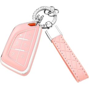 Key Fob Cover with Keychain for Cadillac 2020 2021 2022 ATS CT5 CT6 XT4 XT5 XTS Soft TPU Car Smart Keys Case in Kuwait