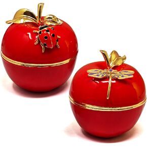 Feng Shui Pair of Harmony Red Apples Statue Love and Luck Amulet Home Decoration