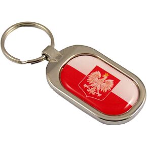Poland Flag Key Chain Metal Chrome Plated Keychain Key fob keyfob Polish Polski