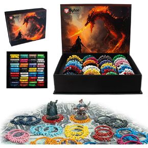 112 PCS Metal DND Condition Rings with Holder, DND Miniatures Status Rings in 28 Markers, Byhoo DND Condition Accessories Gifts for RPG Tabletop Games