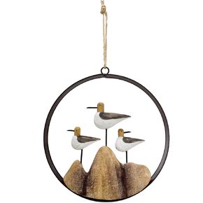 Aecipl Nautical Wood Wall Decoration Rustic Wooden Hanging Ocean Home Decor Hand Carved Beach Themed Ornament for Door (Round, A)