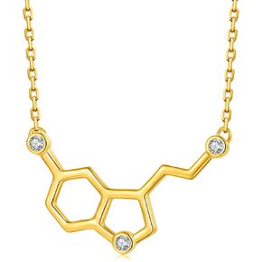 925-Sterling-Silver Hormone Serotonin-Molecule neckalce - Caffeine Molecule dopamine Pendent Necklace for Women,Teacher, Professor, Chemistry Graduates, Science Jewelry Lovers