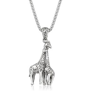 Ross-Simons Sterling Silver Bali-Style Giraffe Family Pendant Necklace. 18 inches