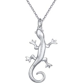DAOCHONG S925 Sterling Silver Animal Chameleon Gecko Lizard Pendant Necklace for Women Teen Men