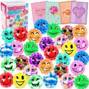 Stress Balls for Kids, 30 Pack Smile Stress Balls for Kids and Adults, Emotion Stress Balls in Bulk, Mini Stress Balls Set Sensory Squishy Toys Fidget Toys, Party Favors, Goodie Bag Stuffers for Kids